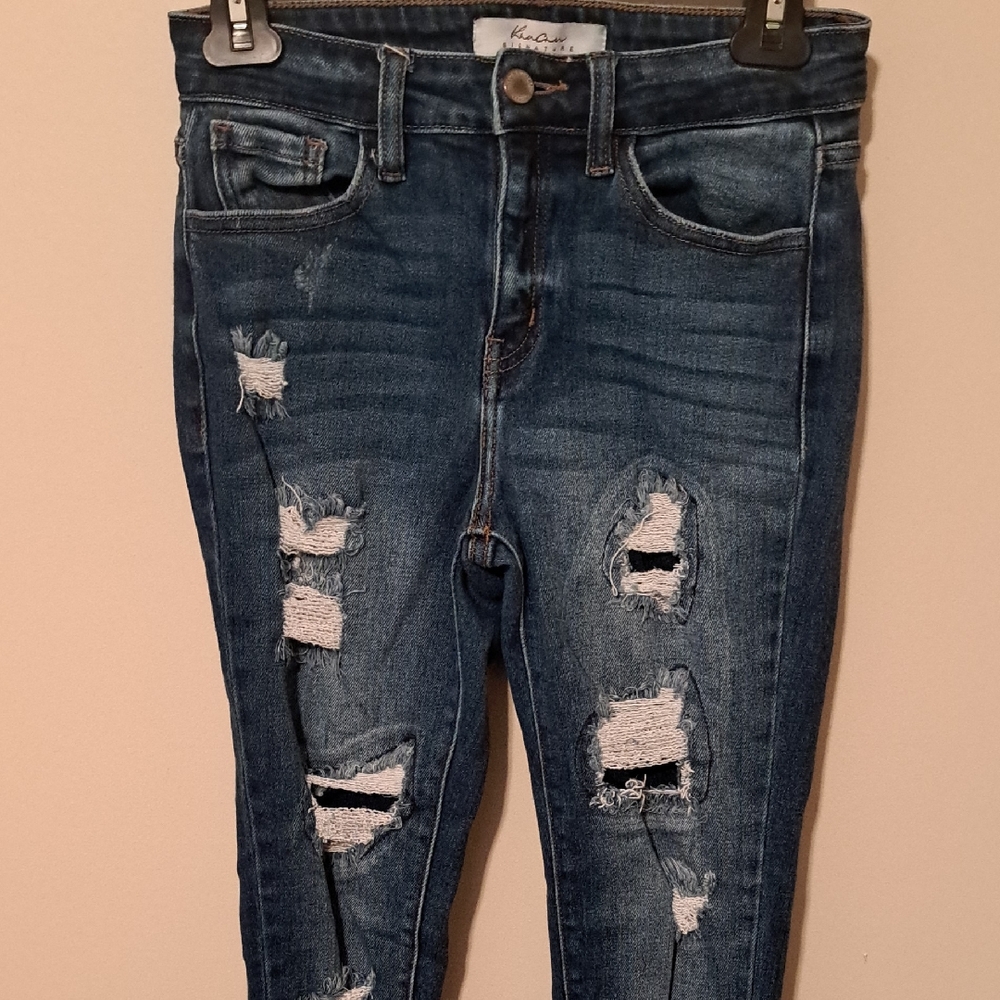 KanCan Women's Distressed Skinny Jeans - Blue.  Size 26.